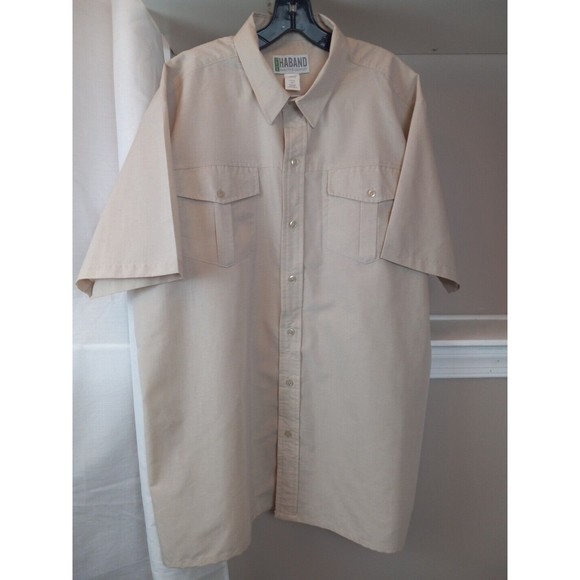 Haband Mens Tan Travelers Short Sleeve Button‎ Down Shirt Size Xlarge - Picture 1 of 9
